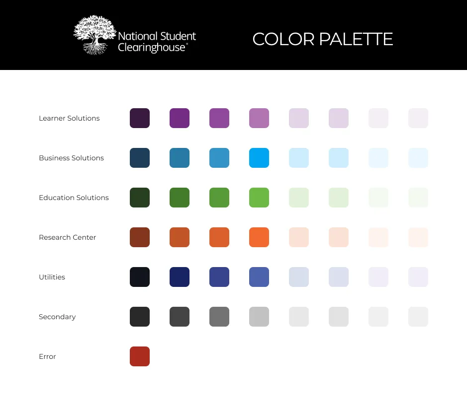 Excelsior design system — color palette
