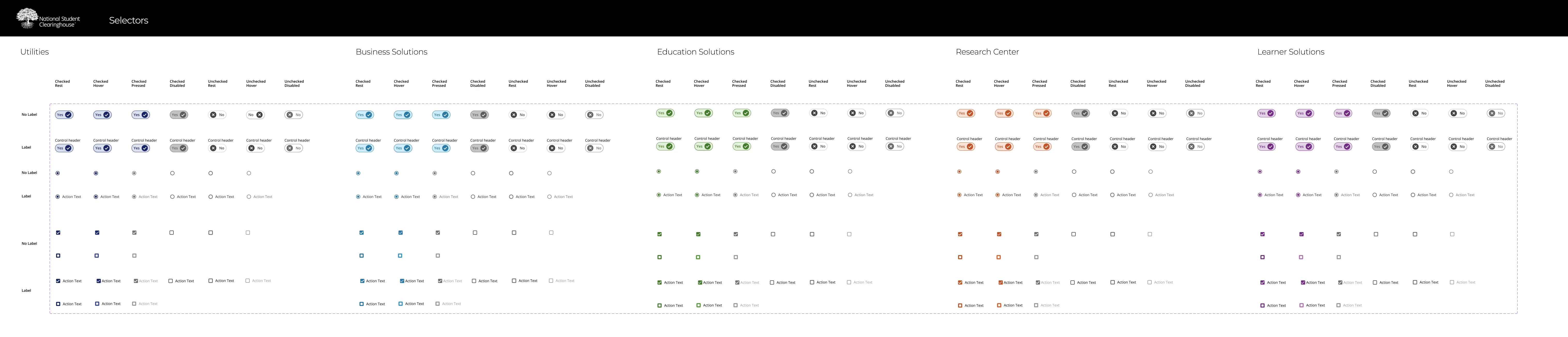 Excelsior design system — selection controls